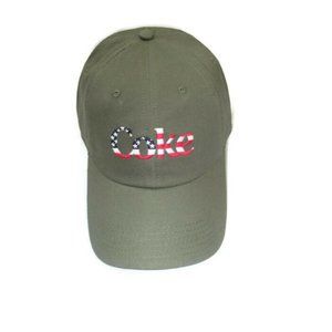 Coca-Cola Baseball Cap Hat Military Green Patriotic Coke Embroidered Logo